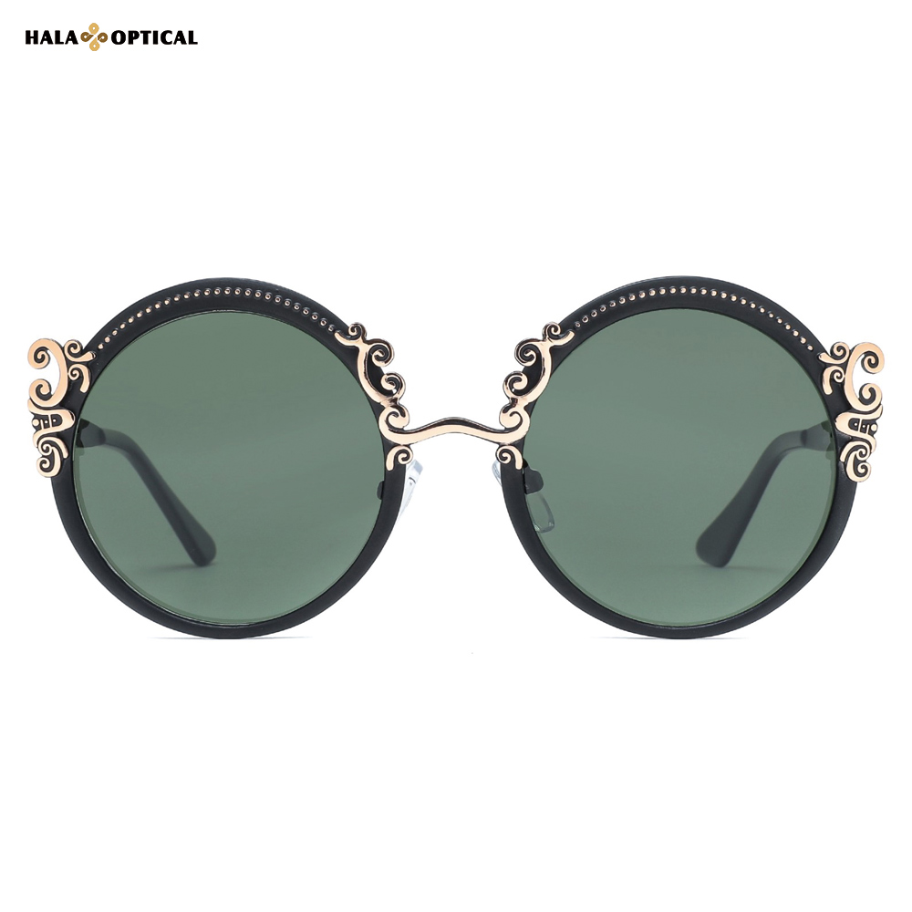 HM1028 Round Metal Sunglass Frames for Women HM1028 Round Metal Sunglass Frames for Women – Elegant Floral Pattern, Lightweight & Comfortable (52-17-140)