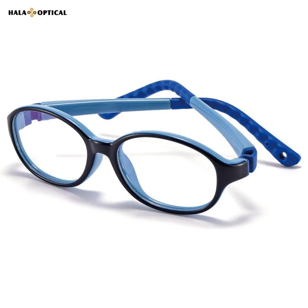 HE6602 Kids TR90 Oval Optical Frames, Safe, Soft and Fun Cartoon Colored Glasses for Happy Childhood
