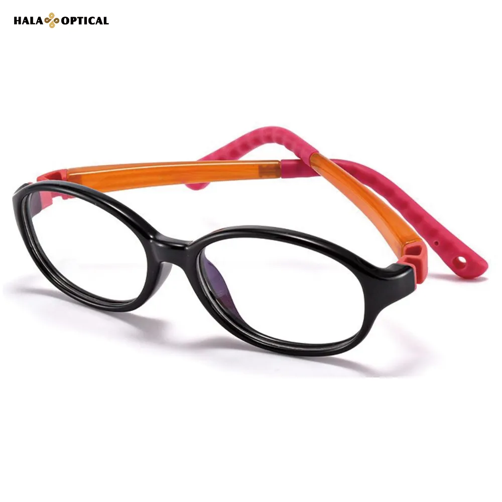 HE6602 Kids TR90 Oval Optical Frames, Safe, Soft and Fun Cartoon Colored Glasses for Happy Childhood