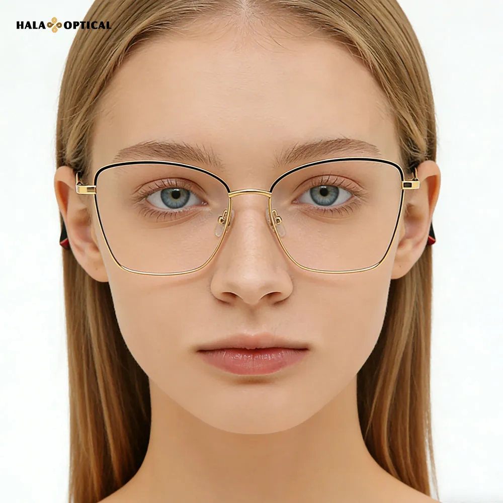 Lady wearing HM31025 metal frame