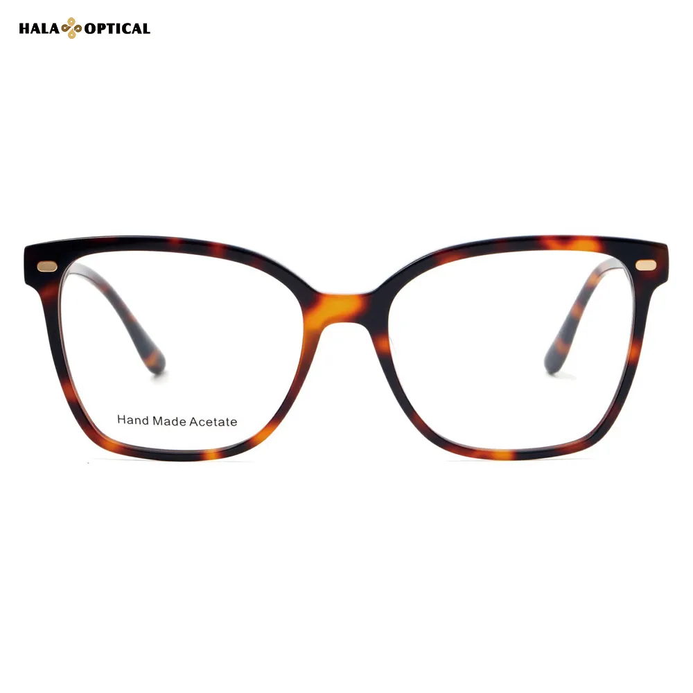 HS8563 Retro Wayfarer Hinged Clip-On Sunglass Frames, Premium Tortoiseshell Acetate, Oversized 