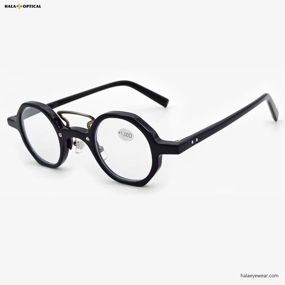 Handgefertigte Vintage-Lesebrille aus rundem Acetat mit fertigem Lagerbestand