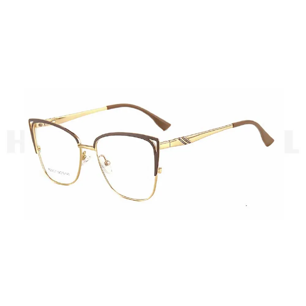 Women's Metal Spectacle frame Wholesaler from China, Coffee/Gold