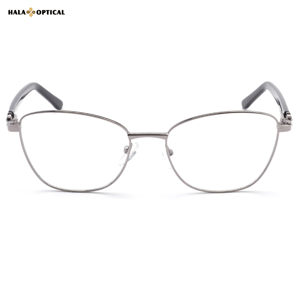HM1841 Trendy Women Metal Oval Optical Frames – Crystal Accents 