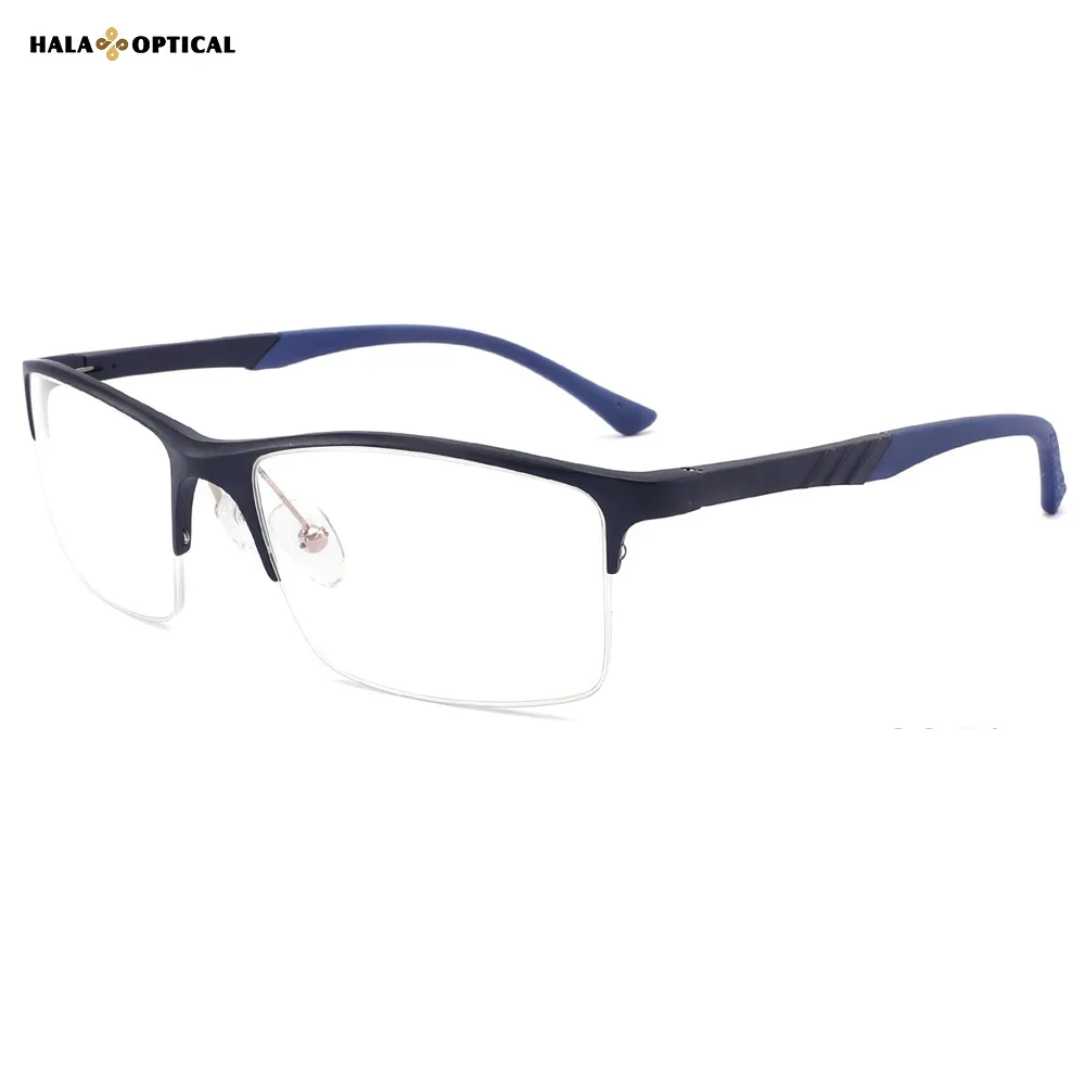 HG006 Aluminum Magnesium Semi-Rimless Optical Frames, Sleek and Lightweight