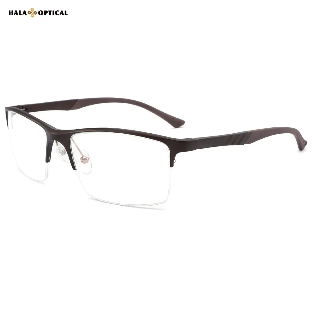 HG006 Aluminum Magnesium Semi-Rimless Optical Frames, Sleek and Lightweight