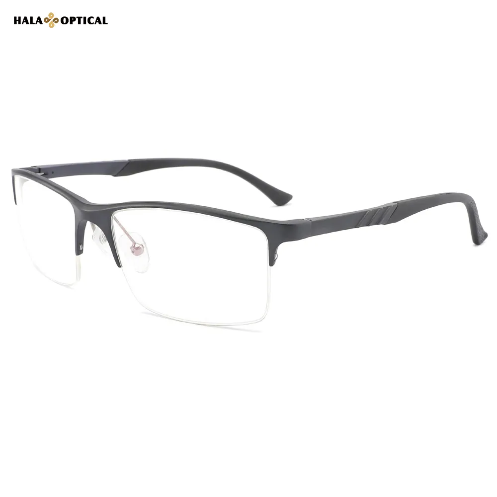 HG006 Aluminum Magnesium Semi-Rimless Optical Frames, Sleek and Lightweight