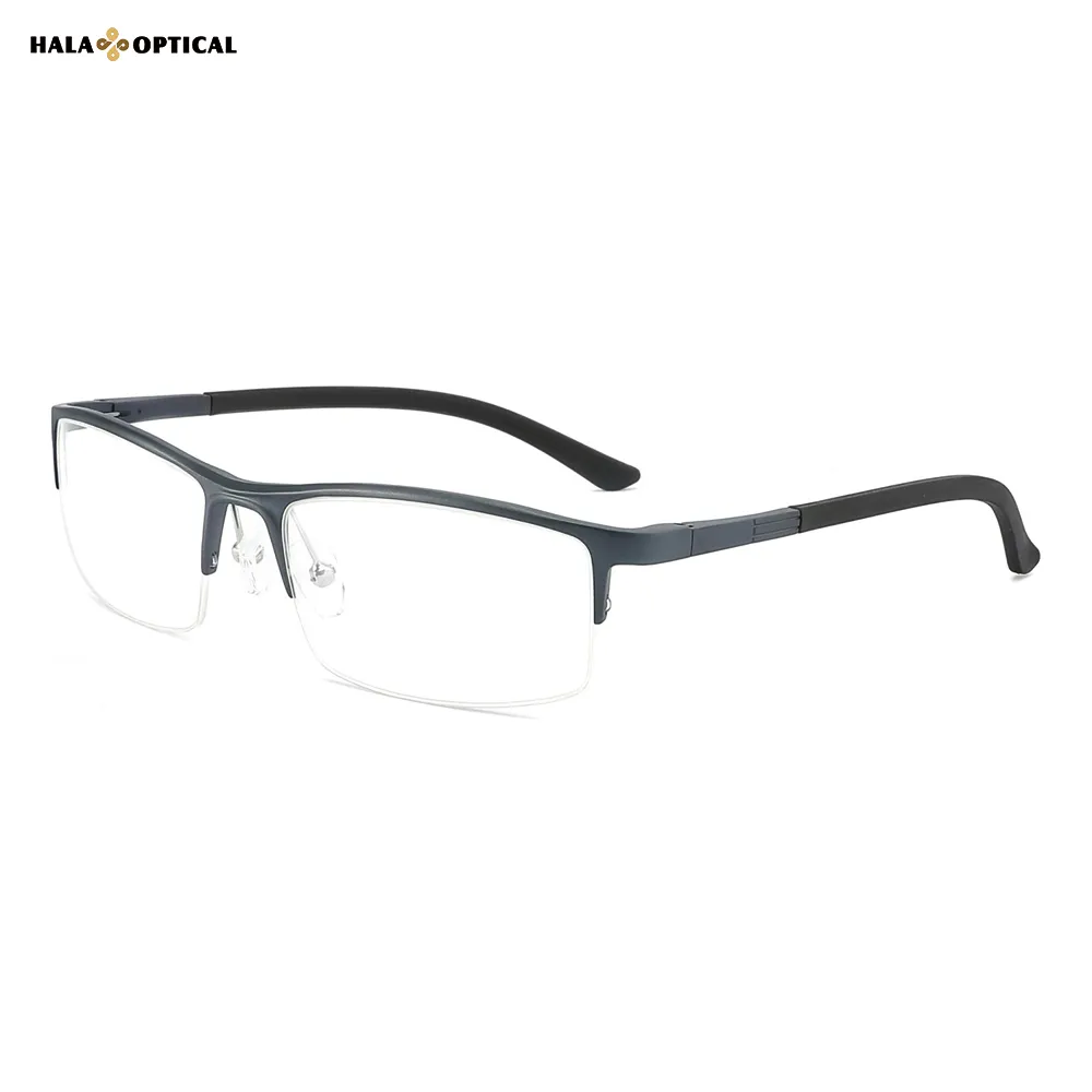 HG097 Aluminum Magnesium Semi-Rimless Optical Frame – Sleek & Lightweight for Men