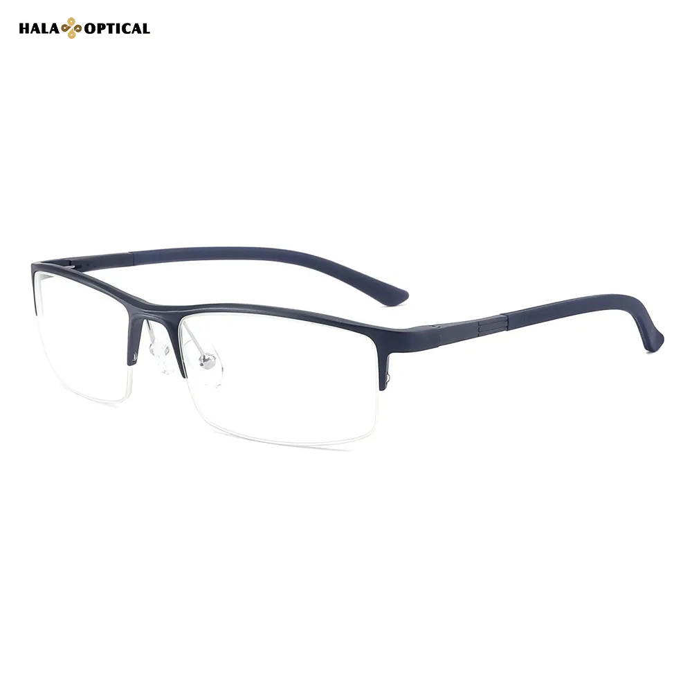 HG097 Aluminum Magnesium Semi-Rimless Optical Frame – Sleek & Lightweight for Men