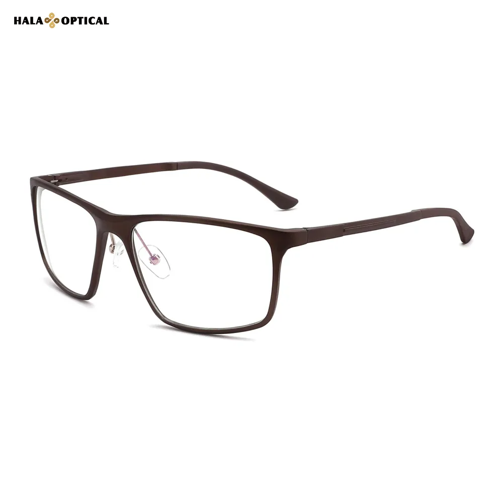 HG116 Modern Rectangular Optical Frames   Lightweight Aluminum Magnesium & TR90 Temples& Business Casual