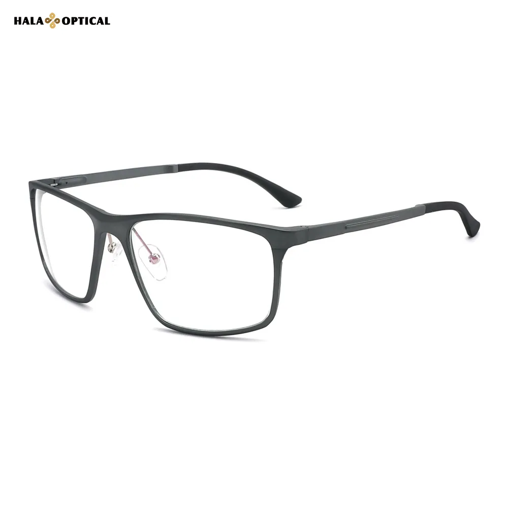 HG116 Modern Rectangular Optical Frames   Lightweight Aluminum Magnesium & TR90 Temples& Business Casual