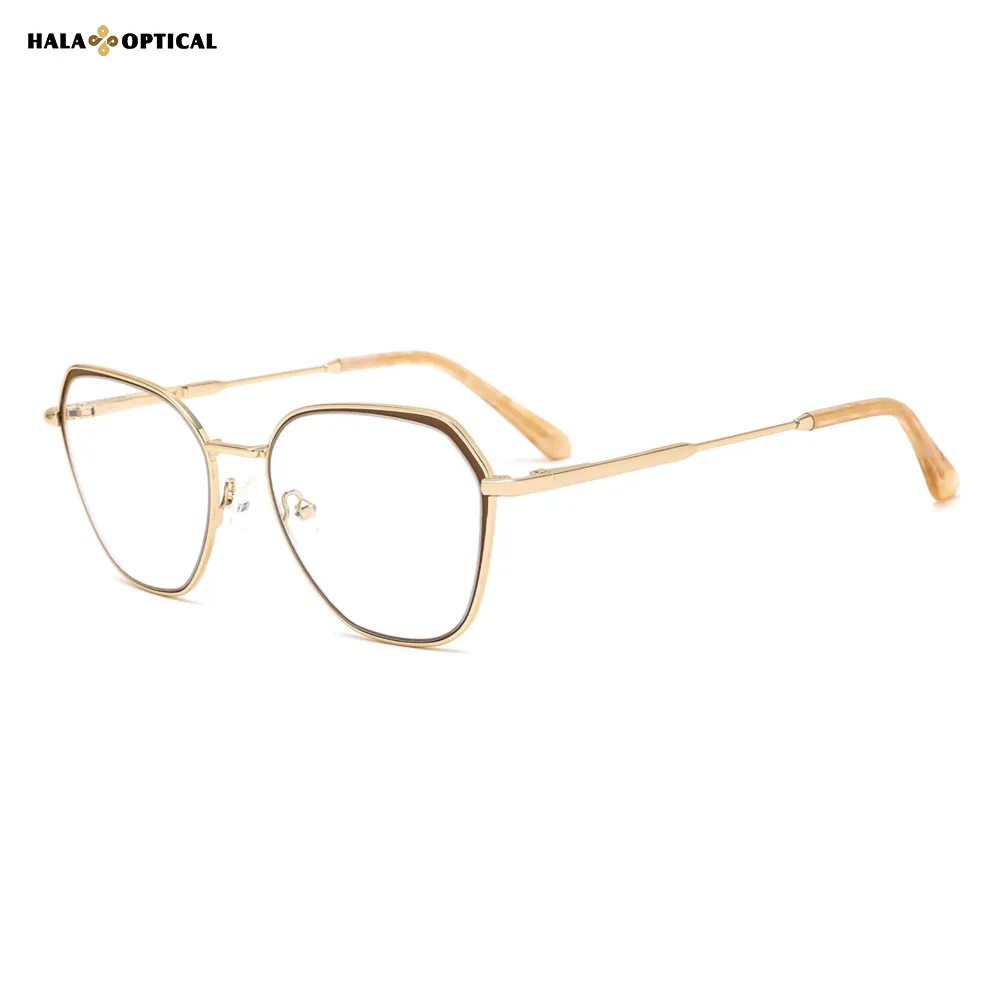 HM1069 Summer Chic Metal Optical Frames – Vibrant Polygonal Glasses for Men | Factory Direct