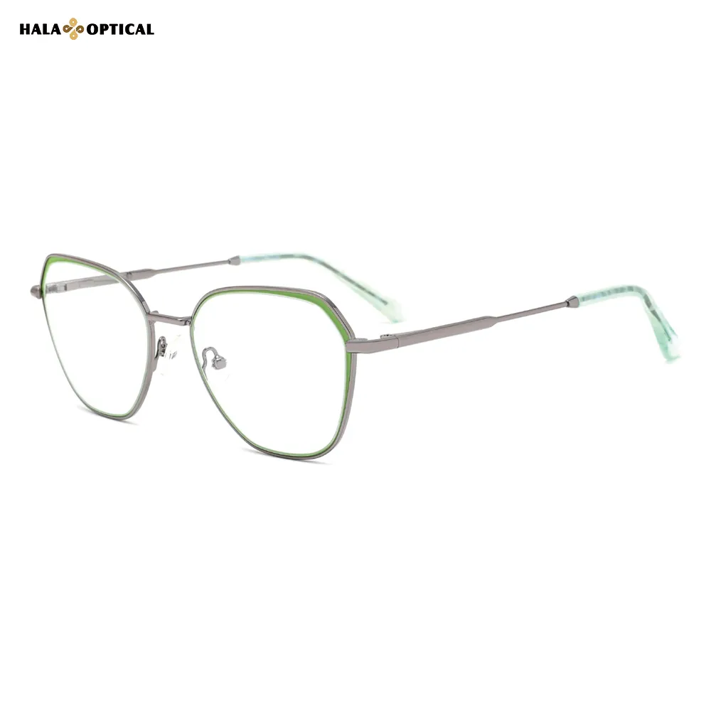 HM1069 Summer Chic Metal Optical Frames – Vibrant Polygonal Glasses for Men | Factory Direct