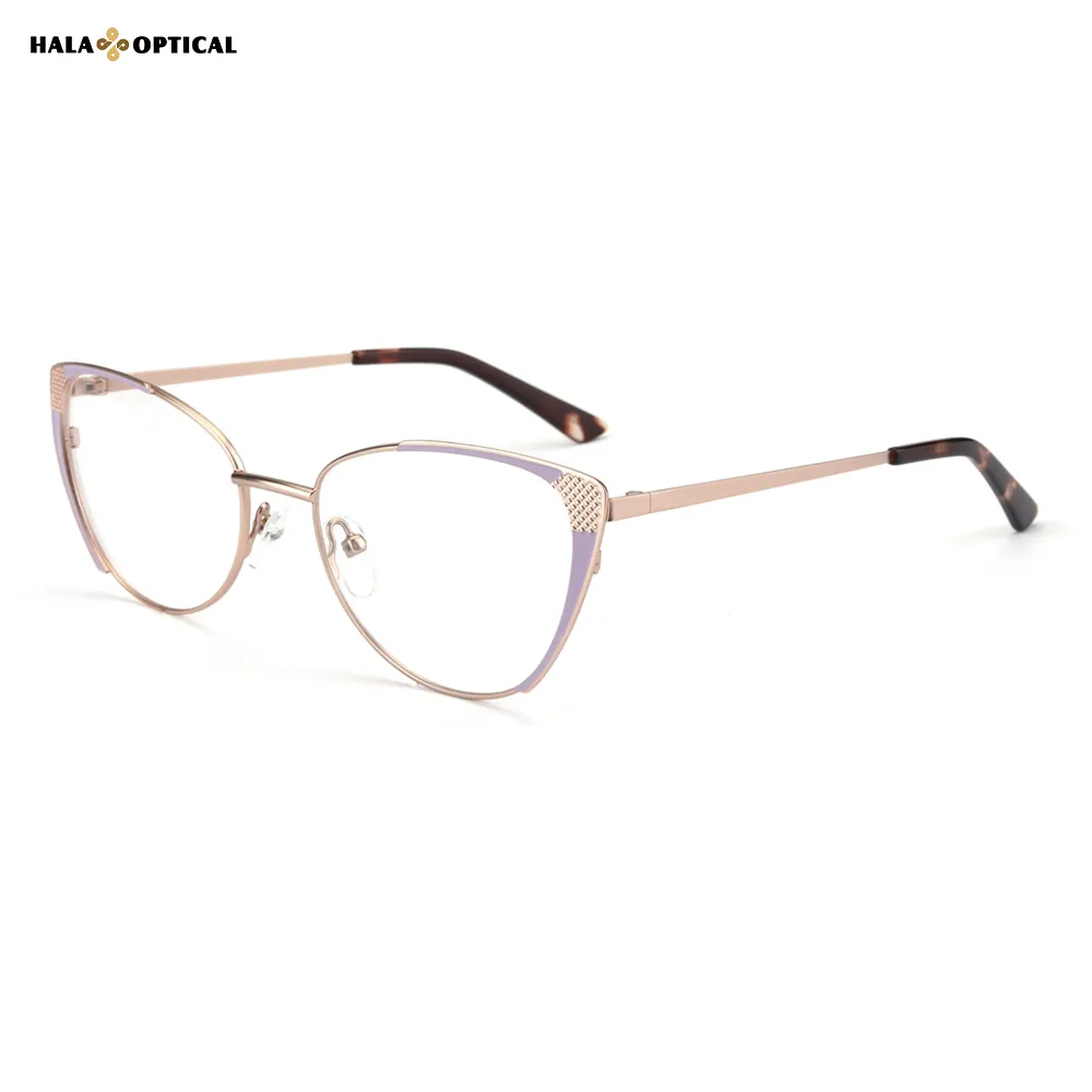 HM1817 Premium Metal Cat-Eye Optical Frames | 3D Rivet Texture Design 