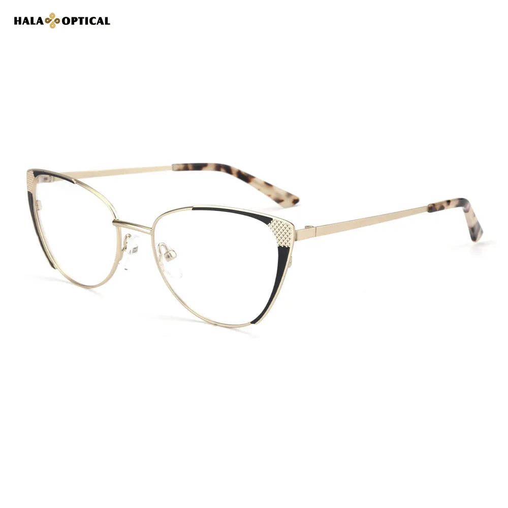 HM1817 Premium Metal Cat-Eye Optical Frames | 3D Rivet Texture Design 