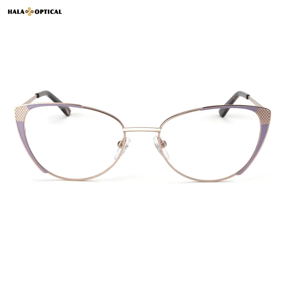HM1817 Premium Metal Cat-Eye Optical Frames | 3D Rivet Texture Design 