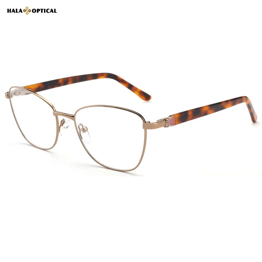 HM1841 Trendy Women Metal Oval Optical Frames – Crystal Accents 