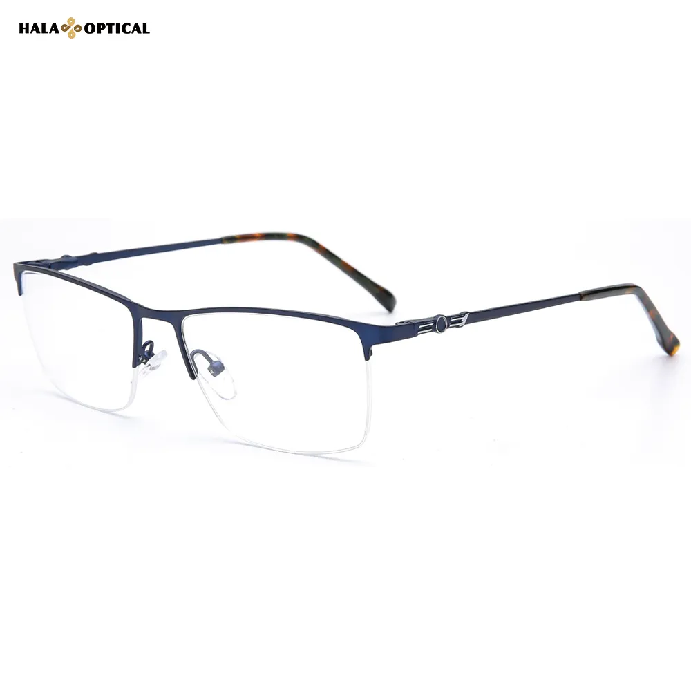 HM1857 Rectangular Metal Semi-Rimless Optical Frames – Fast Shipping, No MOQ