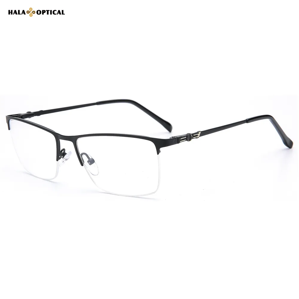 HM1857 Rectangular Metal Semi-Rimless Optical Frames – Fast Shipping, No MOQ