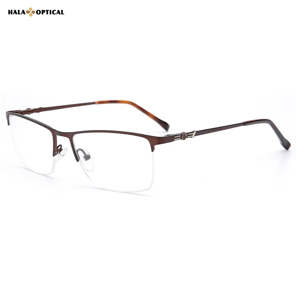 HM1857 Rectangular Metal Semi-Rimless Optical Frames – Fast Shipping, No MOQ