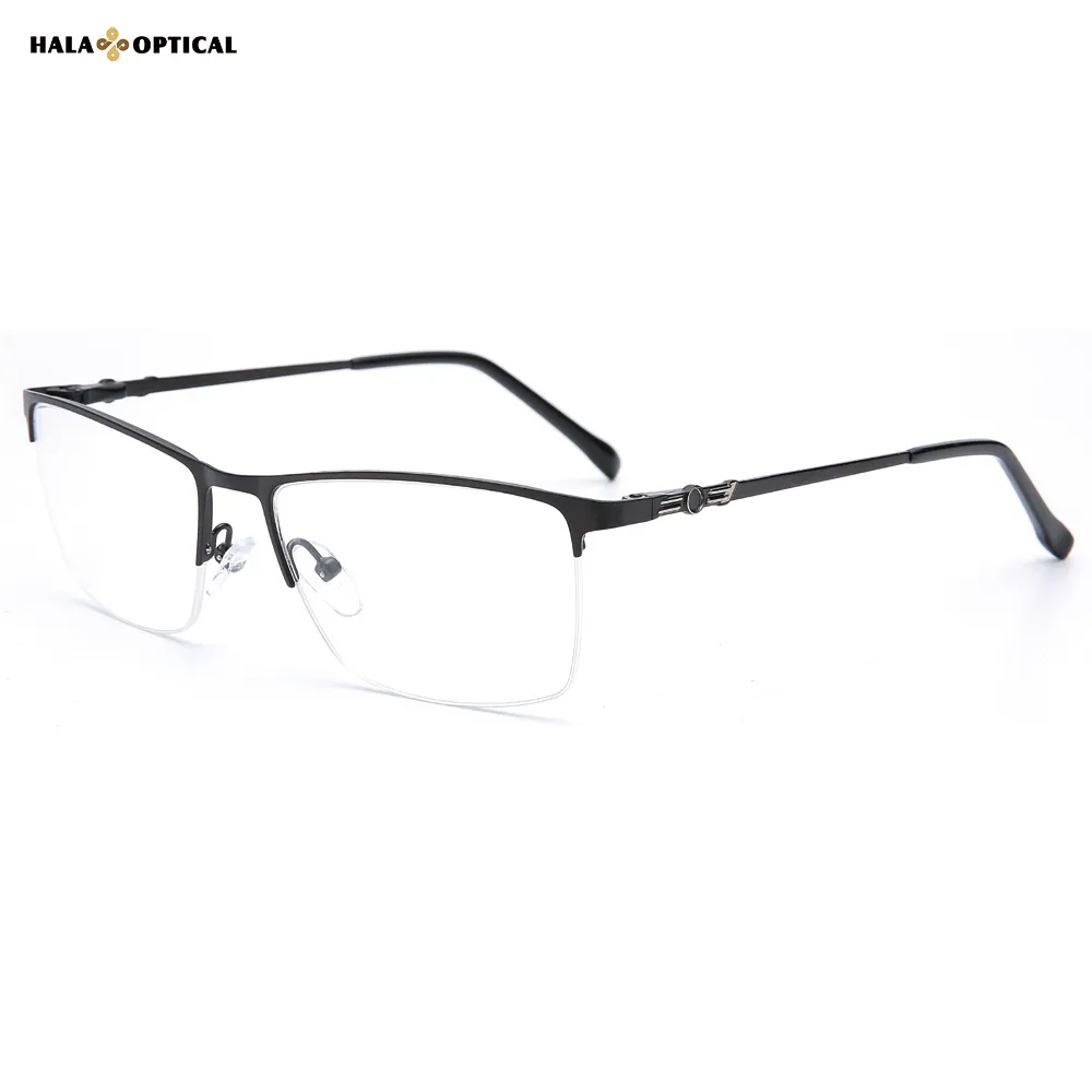HM1857 Rectangular Metal Semi-Rimless Optical Frames – Fast Shipping, No MOQ