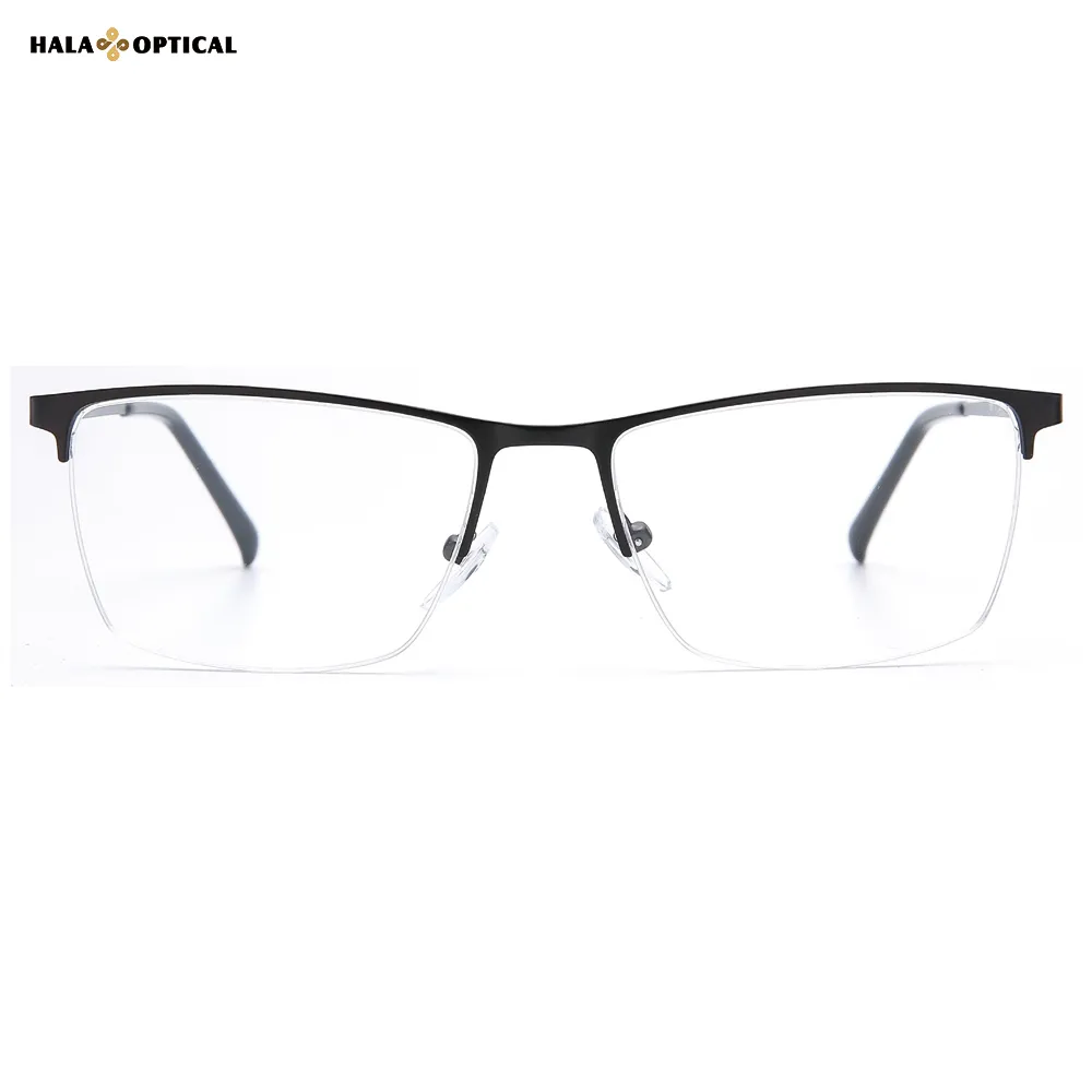 HM1857 Rectangular Metal Semi-Rimless Optical Frames – Fast Shipping, No MOQ