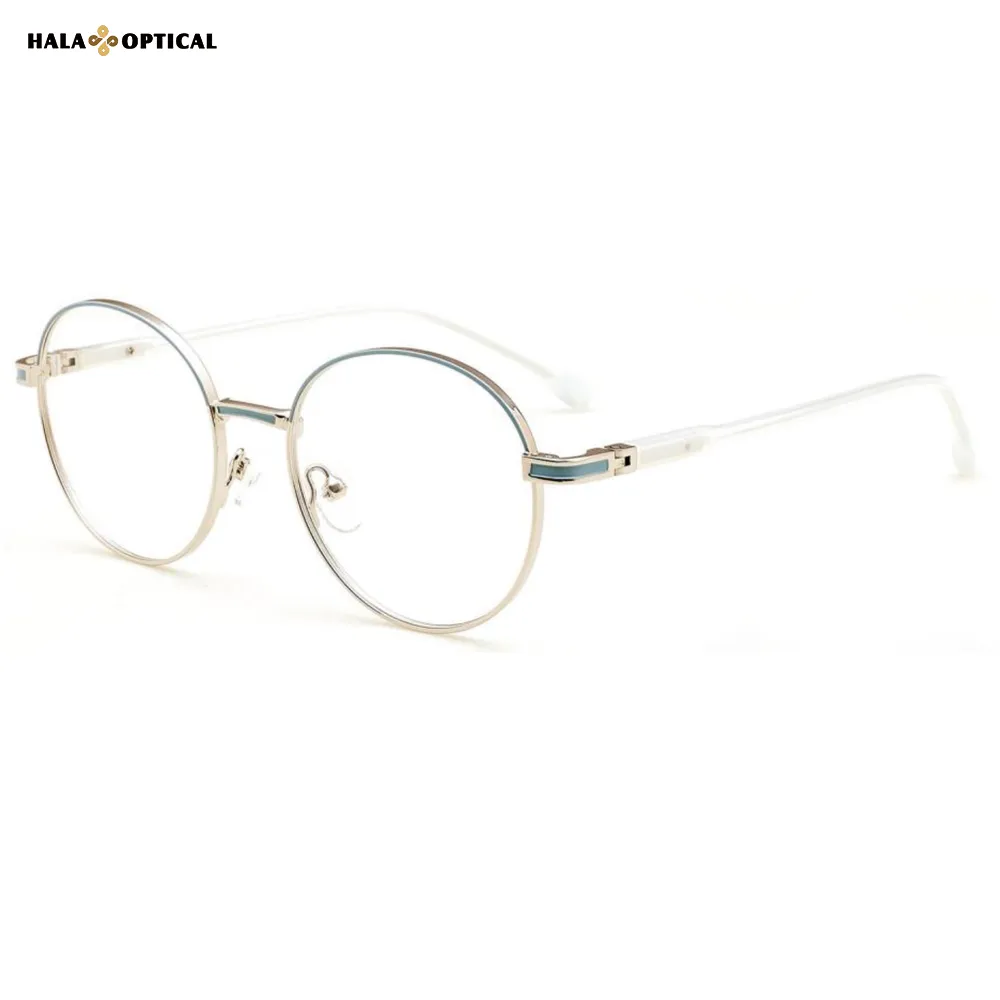HM6604 Women Round Metal Optical Frames, Dopamine Color 