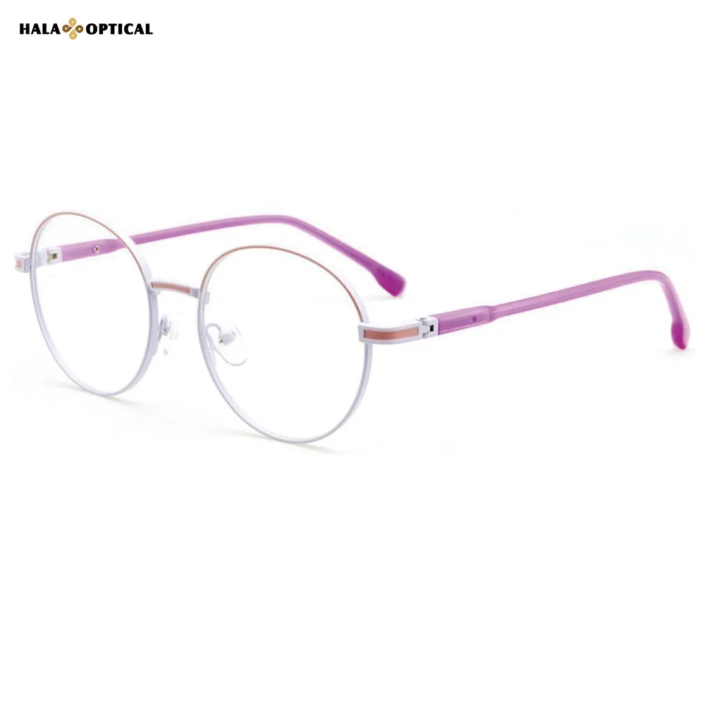 HM6604 Women Round Metal Optical Frames, Dopamine Color 