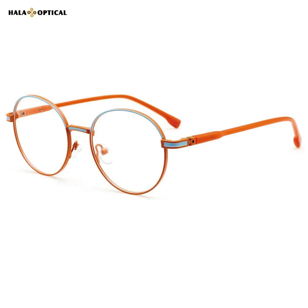 HM6604 Women Round Metal Optical Frames, Dopamine Color 