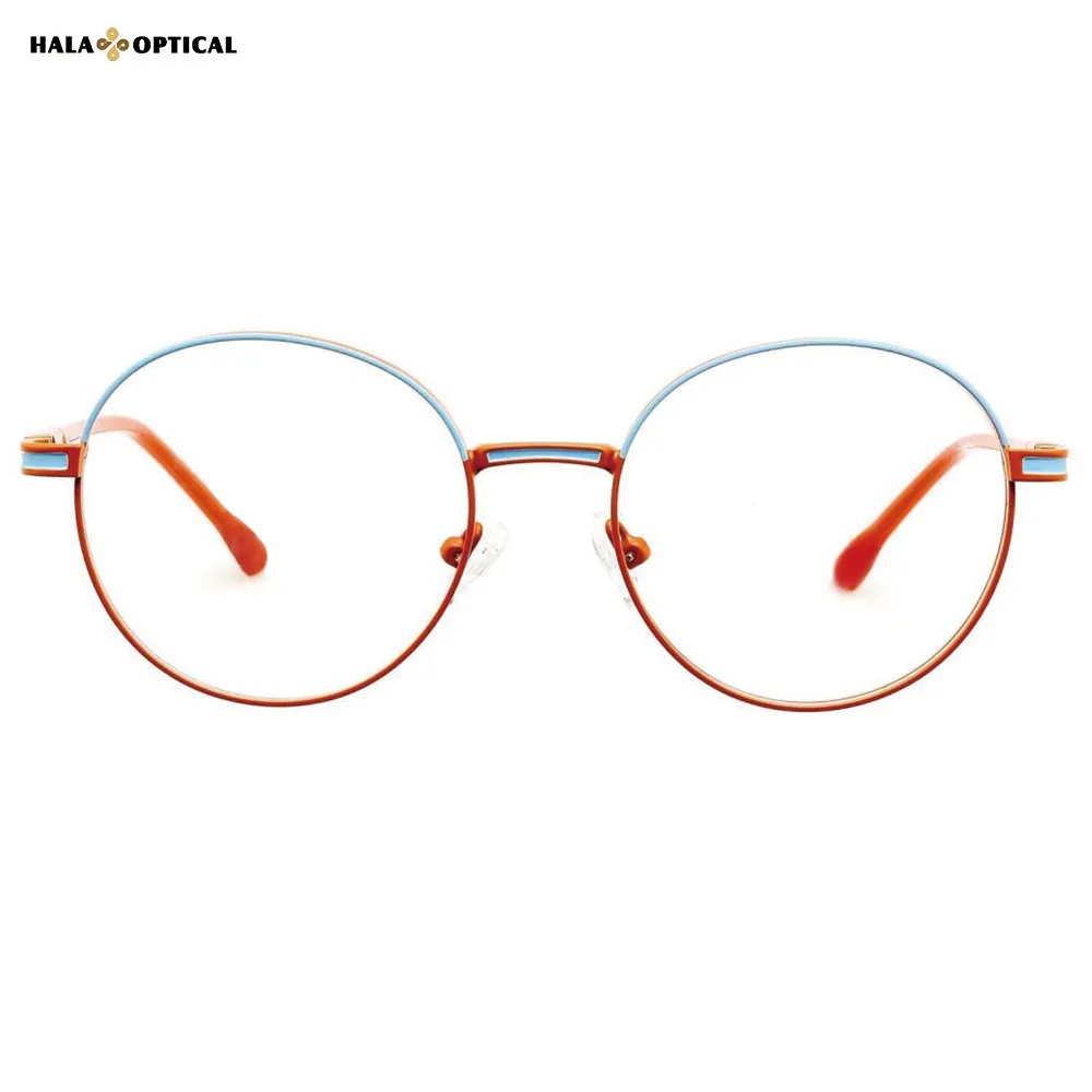 HM6604 Women Round Metal Optical Frames, Dopamine Color 