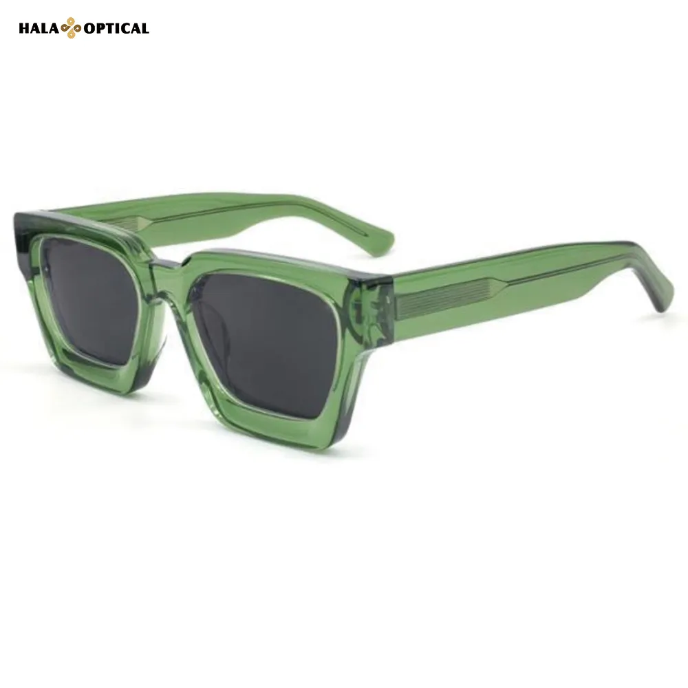 HS1439 Premium Acetate Square Sunglasses, Classic Square Frame, Face Slimming Effect