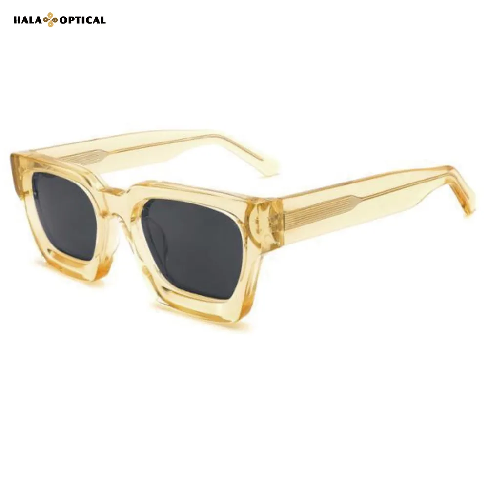 HS1439 Premium Acetate Square Sunglasses, Classic Square Frame, Face Slimming Effect
