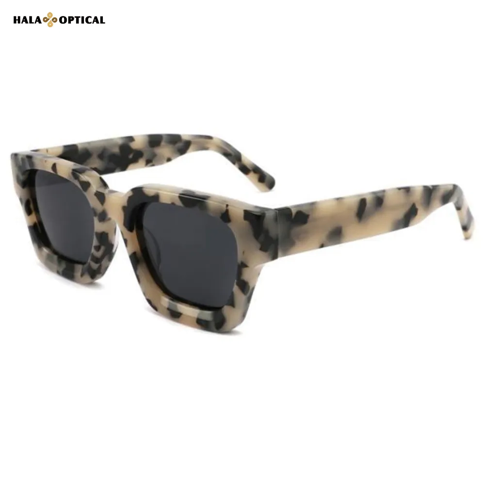 HS1439 Premium Acetate Square Sunglasses, Classic Square Frame, Face Slimming Effect