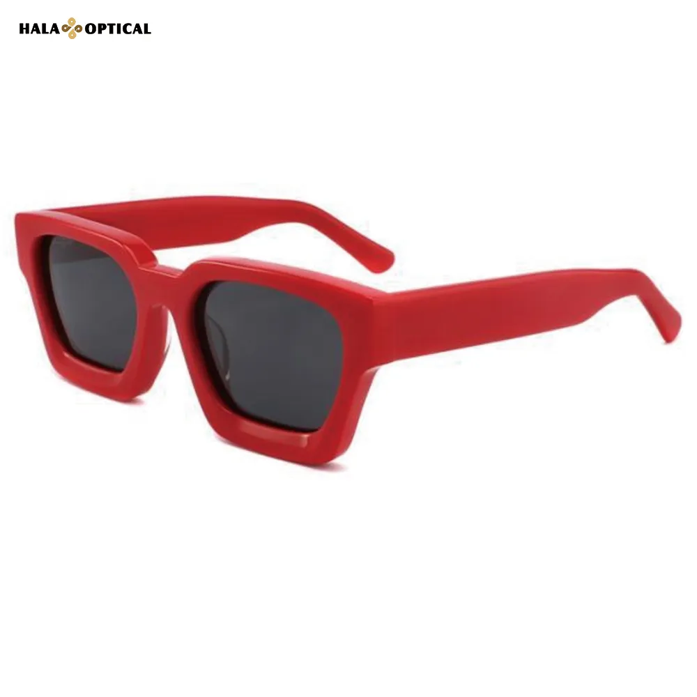 HS1439 Premium Acetate Square Sunglasses, Classic Square Frame, Face Slimming Effect