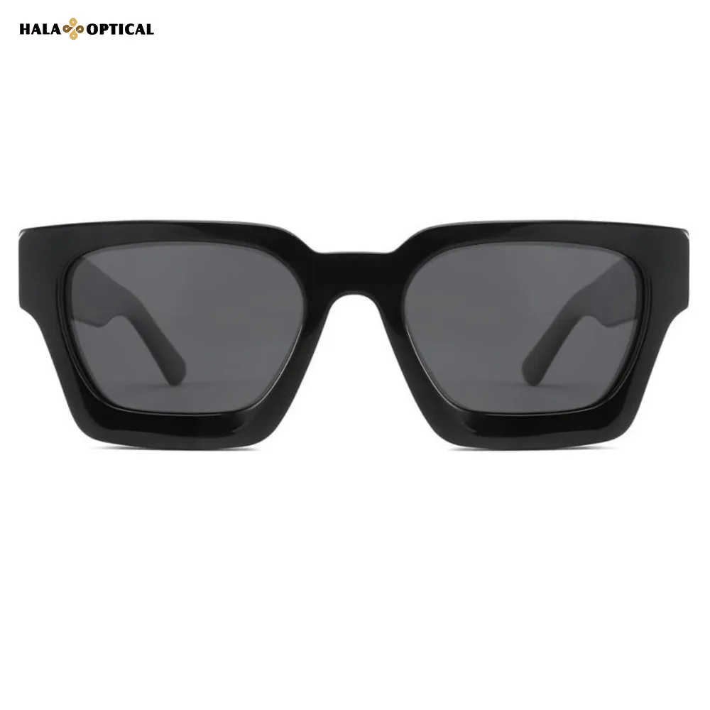 HS1439 Premium Acetate Square Sunglasses, Classic Square Frame, Face Slimming Effect