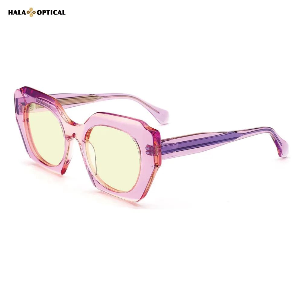 HST06 Square Acetate Sunglasses Frame – Dopamine Summer Colors, Lightweight & Stylish