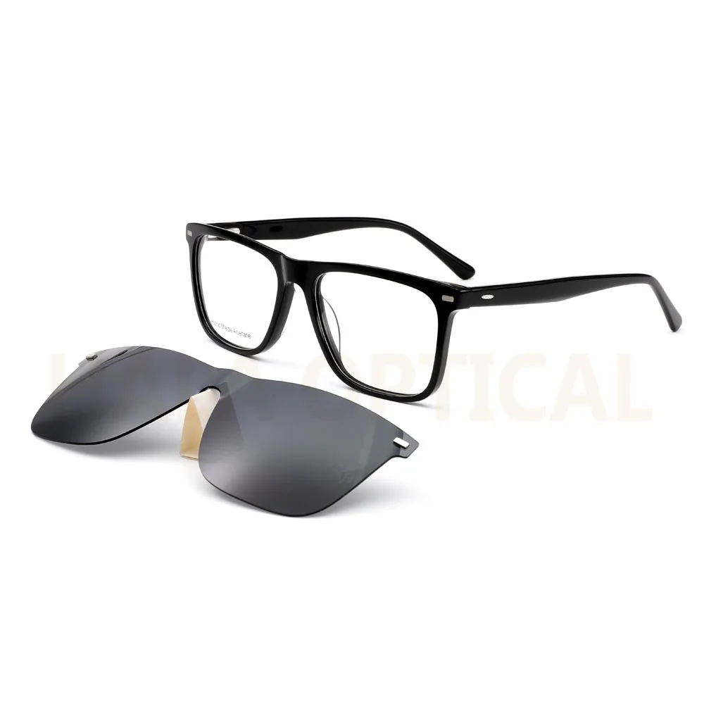 Handmade Acetate Frame with Clip On Sunglasses, 55mm, AXG028