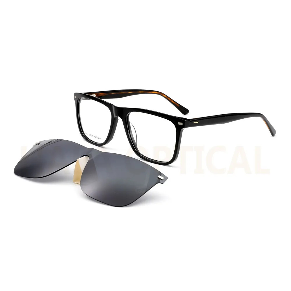 Handmade Acetate Frame with Clip On Sunglasses, 55mm, AXG028