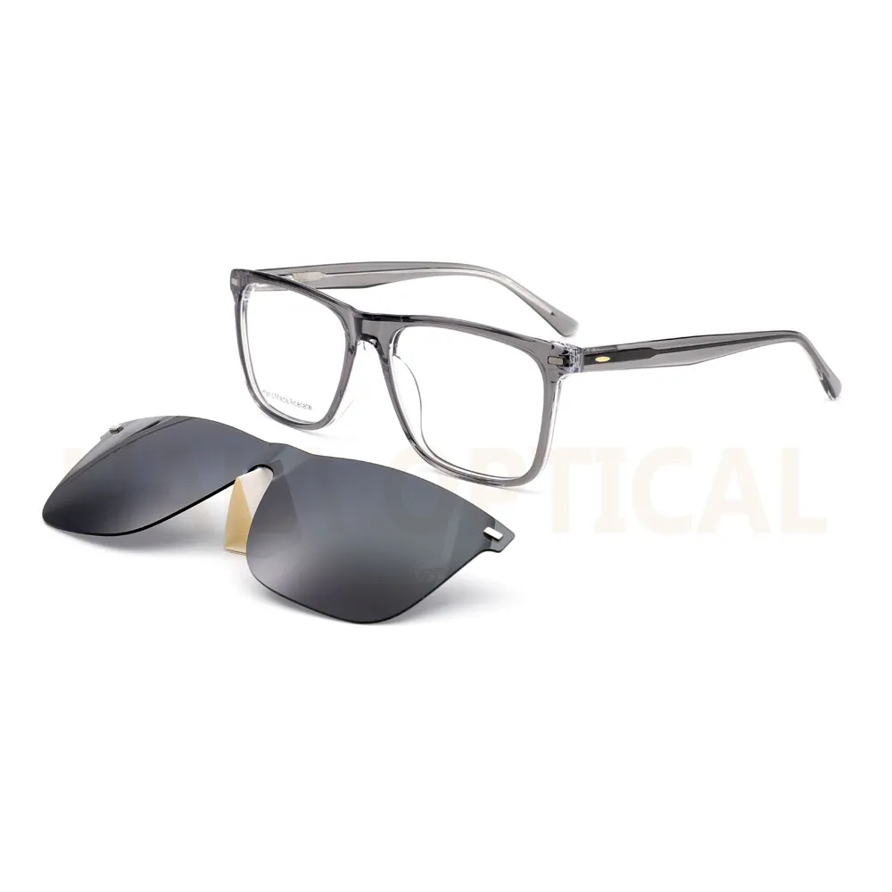 Handmade Acetate Frame with Clip On Sunglasses, 55mm, AXG028