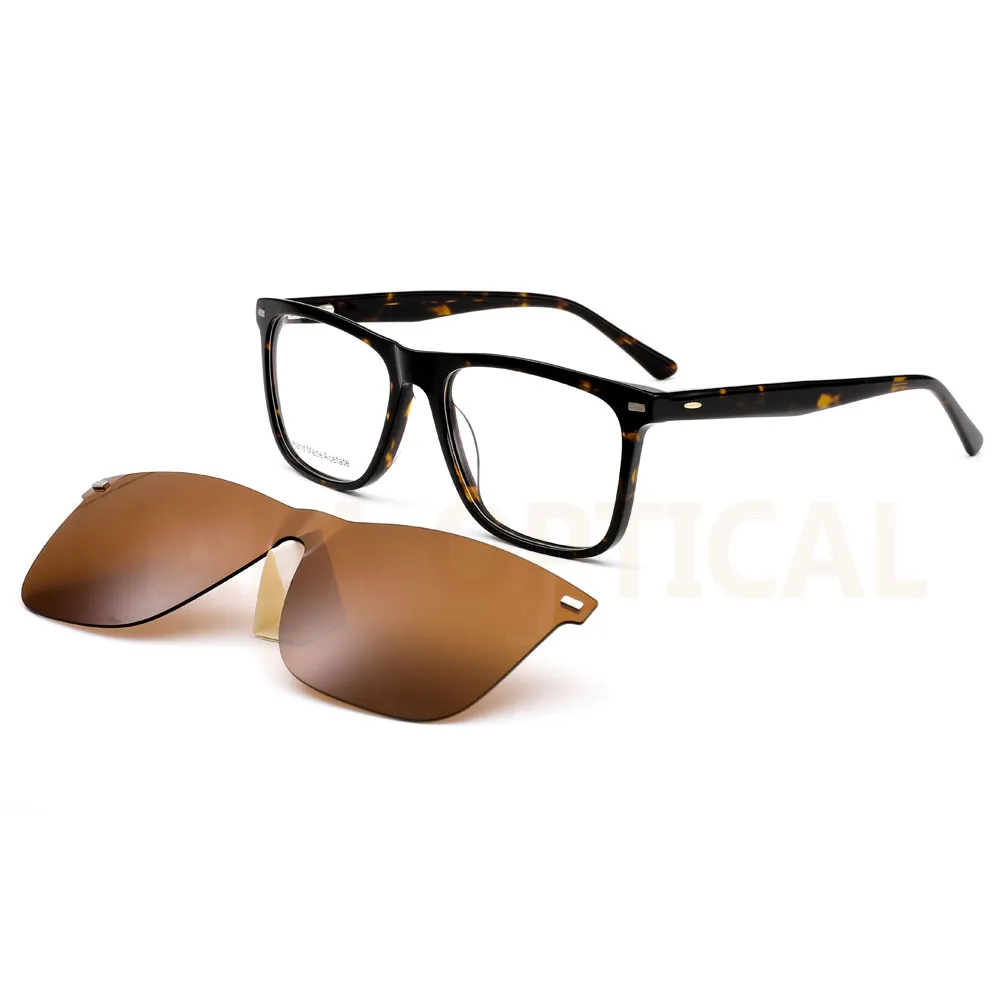 Handmade Acetate Frame with Clip On Sunglasses, 55mm, AXG028