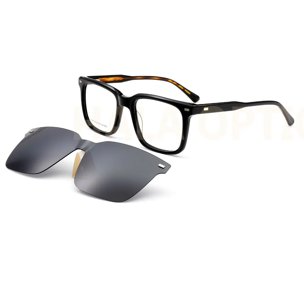 Handgefertigte Mangentic Sonnenbrille Clip On Schwarz/Braun Farbe Sofort lieferbar